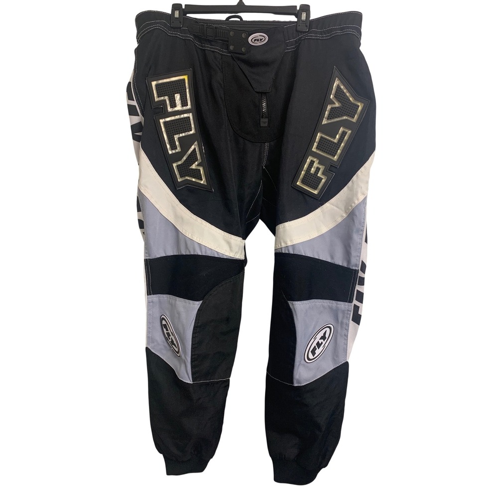 Fly Racing Mens Style 303 Motocross Race Pants Black White Grey Size 44